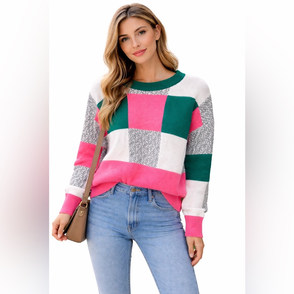 Fashion Colorblock Sweater- Small